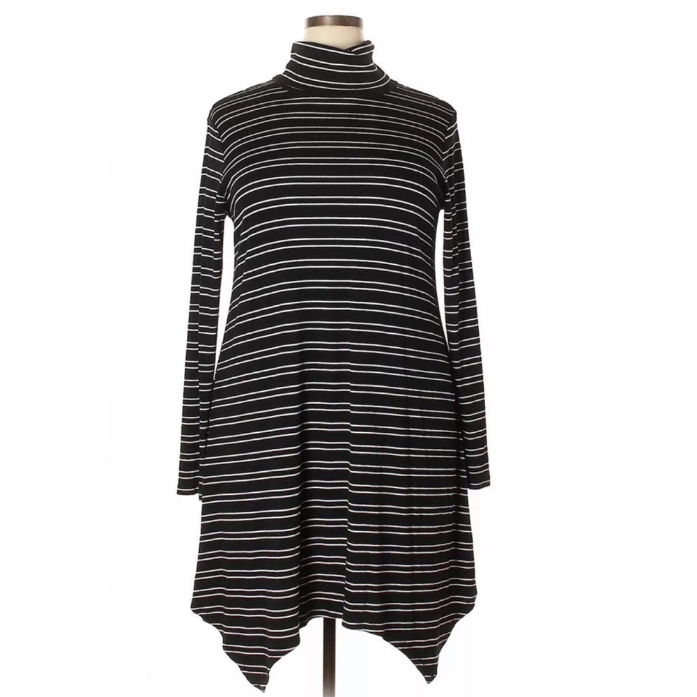 Striped Turtleneck Sweater Dress